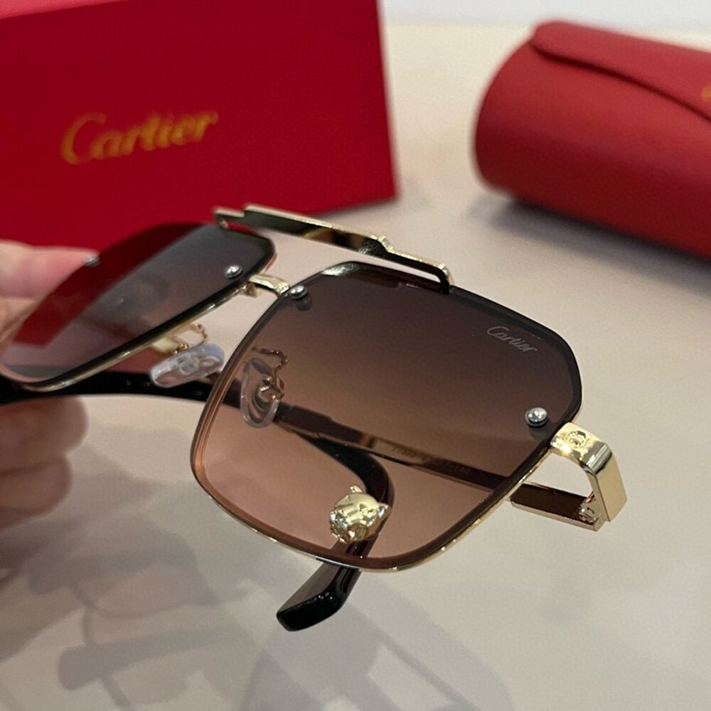 Cartier Black and Gold Metal Sunglasses Eyewear - Picture 6 of 7